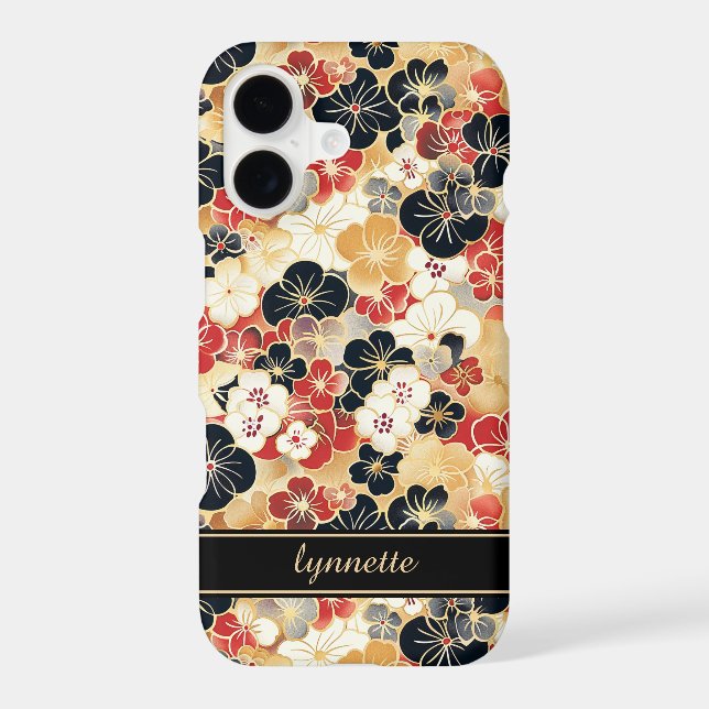 Japanese Gold Floral Pattern Monogrammed (Back)