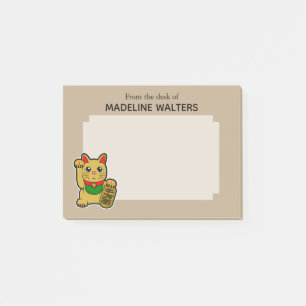Japanese Golden Beckoning Cat Personalised Post-it Notes