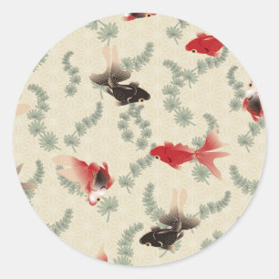 Japanese Goldfish Classic Round Sticker