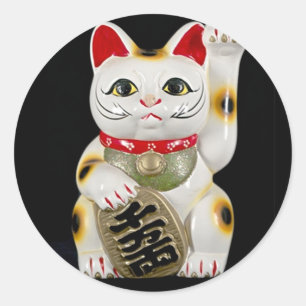 Japanese Good Luck Cat Classic Round Sticker