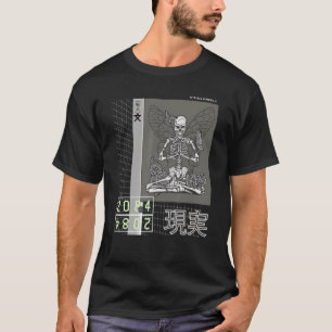 Japanese Goth Skeleton Meditation Cyberpunk Street T-Shirt
