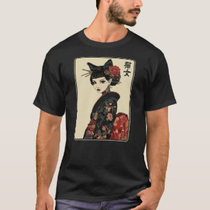 Japanese Gothic Samurai Cat Art for Women, Girls T-Shirt