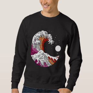 Japanese Great Wave Lesbian Pride Flag WlW Gay Gir Sweatshirt