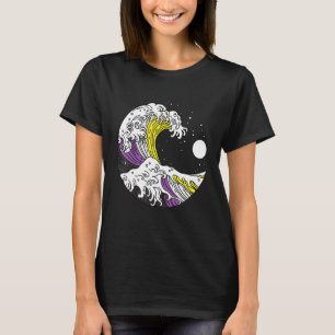Japanese Great Wave Non Binary Pride Flag Nonbinar T-Shirt