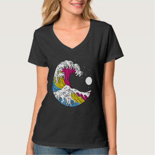 Japanese Great Wave Pansexual Pride Flag Pan LGBTQ T-Shirt