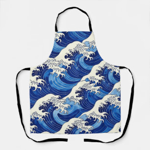 Japanese Great Wave Pattern Ocean Apron