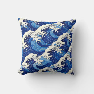 Japanese Great Wave Pattern Ocean Cushion