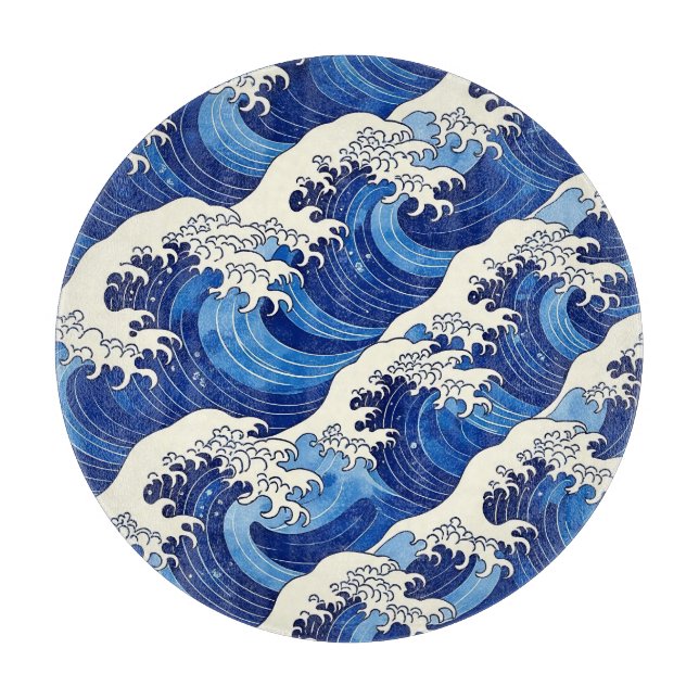 Japanese Great Wave Pattern Ocean  Cutting Board (Front)