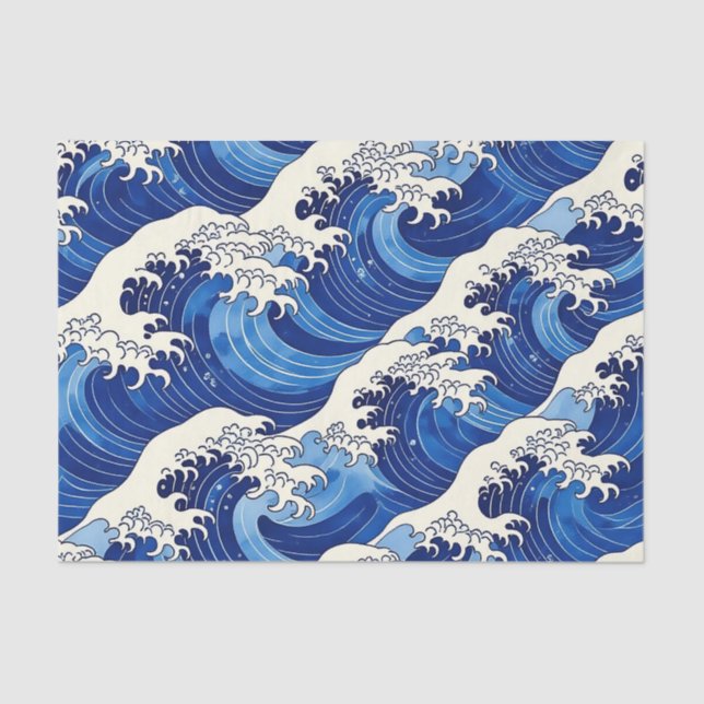 Japanese Great Wave Pattern Ocean  Tissue Paper (Front)