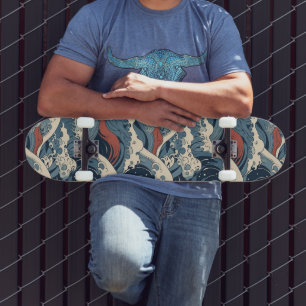 Japanese Great Wave Pattern  Skateboard