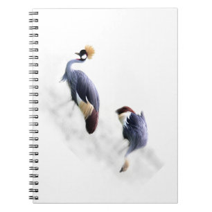 Japanese Grey Crowned Cranes Spiral Notebook