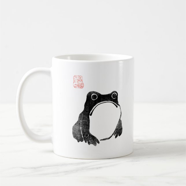 Japanese Grumpy Frog Toad Unimpressed Animal Funny Coffee Mug (Left)