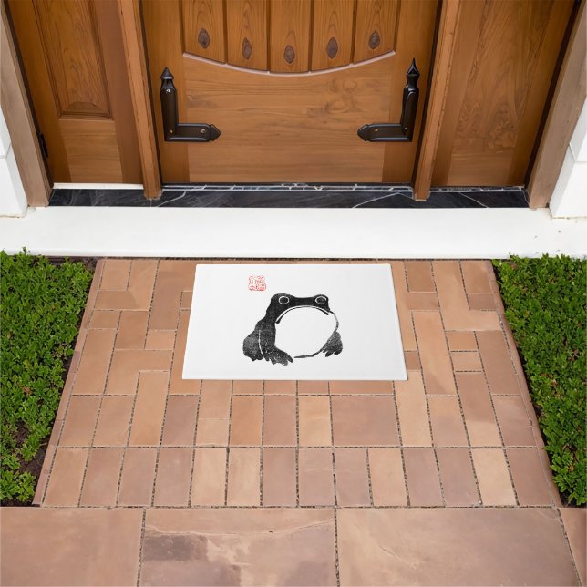 Japanese Grumpy Frog Toad Unimpressed Animal Funny Doormat (Outdoor)
