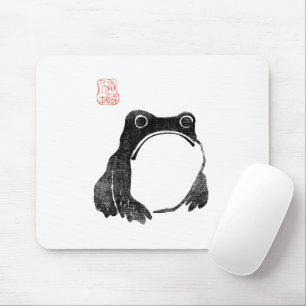 Japanese Grumpy Frog Toad Unimpressed Animal Funny Mouse Pad