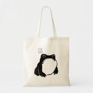 Japanese Grumpy Frog Toad Unimpressed Animal Tote Bag