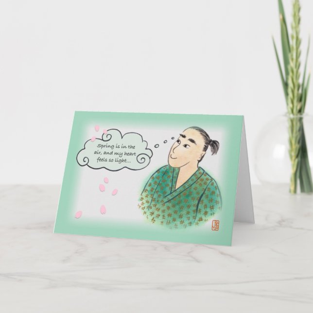 Japanese Guy in Yukata on Mint for Him or Her Card (Front)
