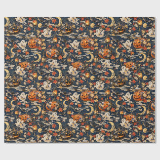 Japanese Halloween Ghost Pumpkin Wrapping Paper