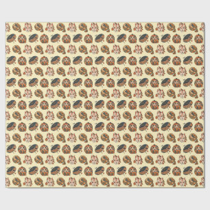 Japanese Halloween Kitsune Pumpkin Yokai Pattern Wrapping Paper