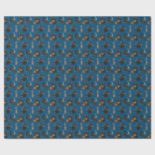 Japanese Halloween Kitsune Pumpkin Yokai Pattern Wrapping Paper