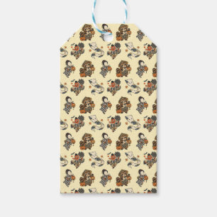 Japanese Halloween Yokai Pattern Gift Tags