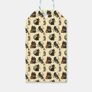 Japanese Halloween Yokai Pattern Gift Tags