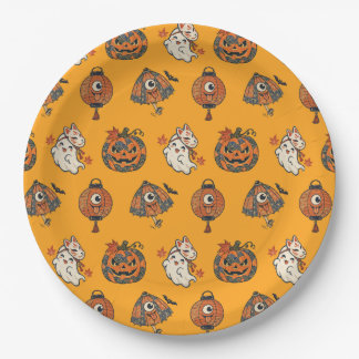 Japanese Halloween Yokai Pattern Paper Plates