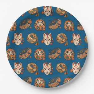 Japanese Halloween Yokai Pattern Paper Plates