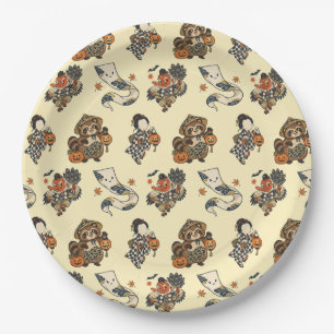 Japanese Halloween Yokai Pattern Paper Plates