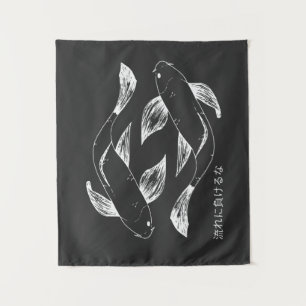 Japanese hand-drawn style koi fish minimalist Tapestry
