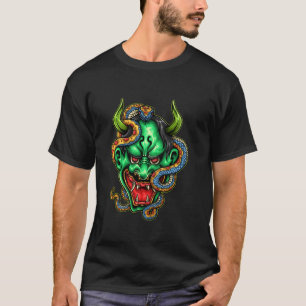 Japanese Hannya Demon Mask With Snake T-Shirt