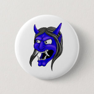 Japanese Hannya Mask 6 Cm Round Badge