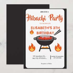 Japanese Hibachi Dinner Party Birthday Invitation