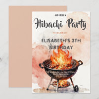 Japanese Hibachi Dinner Party Birthday Invitation