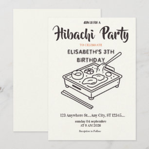 Japanese Hibachi Dinner Party Birthday Invitation