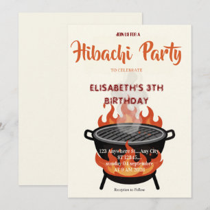 Japanese Hibachi Dinner Party Birthday Invitation