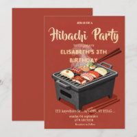 Japanese Hibachi Dinner Party Birthday Invitation