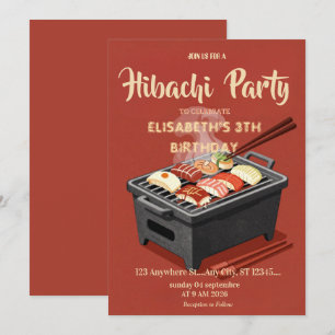 Japanese Hibachi Dinner Party Birthday Invitation
