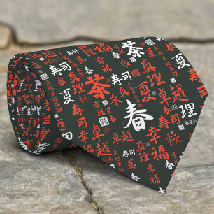 Japanese Hieroglyphs Japan Letters Tie