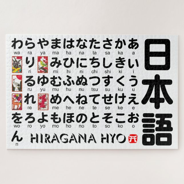 Japanese Hiragana Table (Hanafuda) Jigsaw Puzzle (Horizontal)