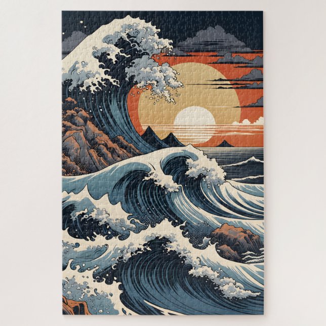 Japanese Hokusai Wave Jigsaw Puzzle (Vertical)