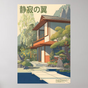 Japanese House Poster Lakeside Garden, Stone Path