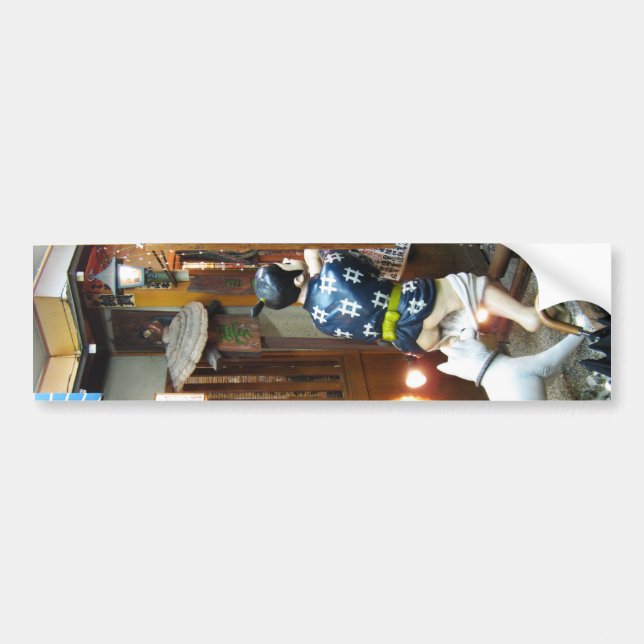 Japanese Humour - Dog Pulling Pants Down Bumper Sticker (Front)