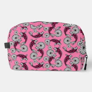 Japanese Indigo Pink Carp Folk Pattern Dopp Kit