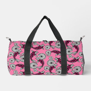 Japanese Indigo Pink Carp Folk Pattern Duffle Bag