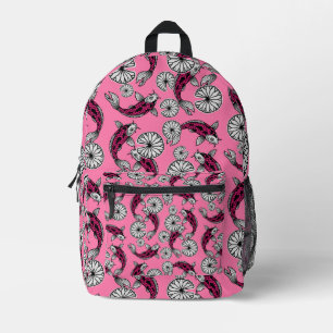 Japanese Indigo Pink Carp Folk Pattern Printed Backpack