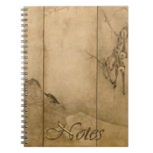 Japanese Ink on paper Gibbons Primates & Landscape Spiral Notebook