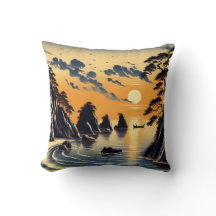 Japanese Ink Style Beach Sunset