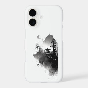 Japanese Ink Wash Zen Pagoda Landscape Phone Case