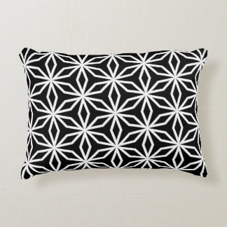 Japanese-Inspired Geometric Black and White Decorative Cushion