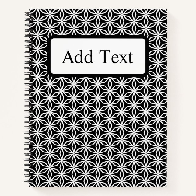 Japanese-Inspired Geometric Black & White Custom Notebook (Front)